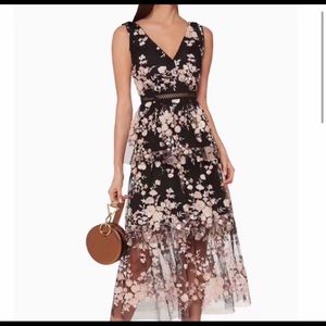 Self-Portrait  Midnight Floral Mesh Dress